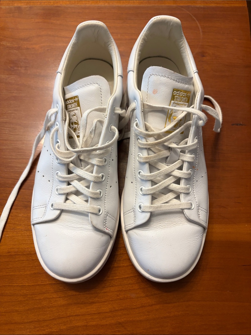 adidas White Leather Low-Top Stan Smith Sneakers size 7.5